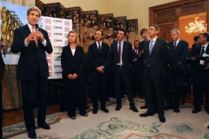 U.S. Secretary of State John Kerry, with Italian Foreign Minister Federica Mogherini and various leaders of U.S. companies doing business in Italy. Highlighting an upcoming U.S. food pavilion at the Milan Expo 2015 during an appearance in Italy on March 27, 2014. [State Department photo/ Public Domain]. (PRNewsFoto/Friends of the U.S. Pavilion Milano 2015)