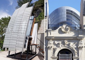 Only the top of the exterior is visible behind the historic façade. Images courtesy of Michel Denancé.