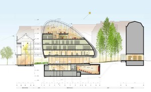A cross-section of the new Pathé Foundation. Image courtesy of Michel Denancé